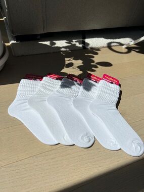 White Crew Slouch Socks - Pack of 5